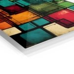 Retro Color Block Grid metal wall art print, view 2