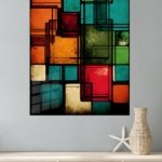 Retro Color Block Grid metal wall art print, view 4
