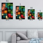 Retro Color Block Grid metal wall art print, view 6