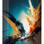 Teal and Gold Impact metal wall art print