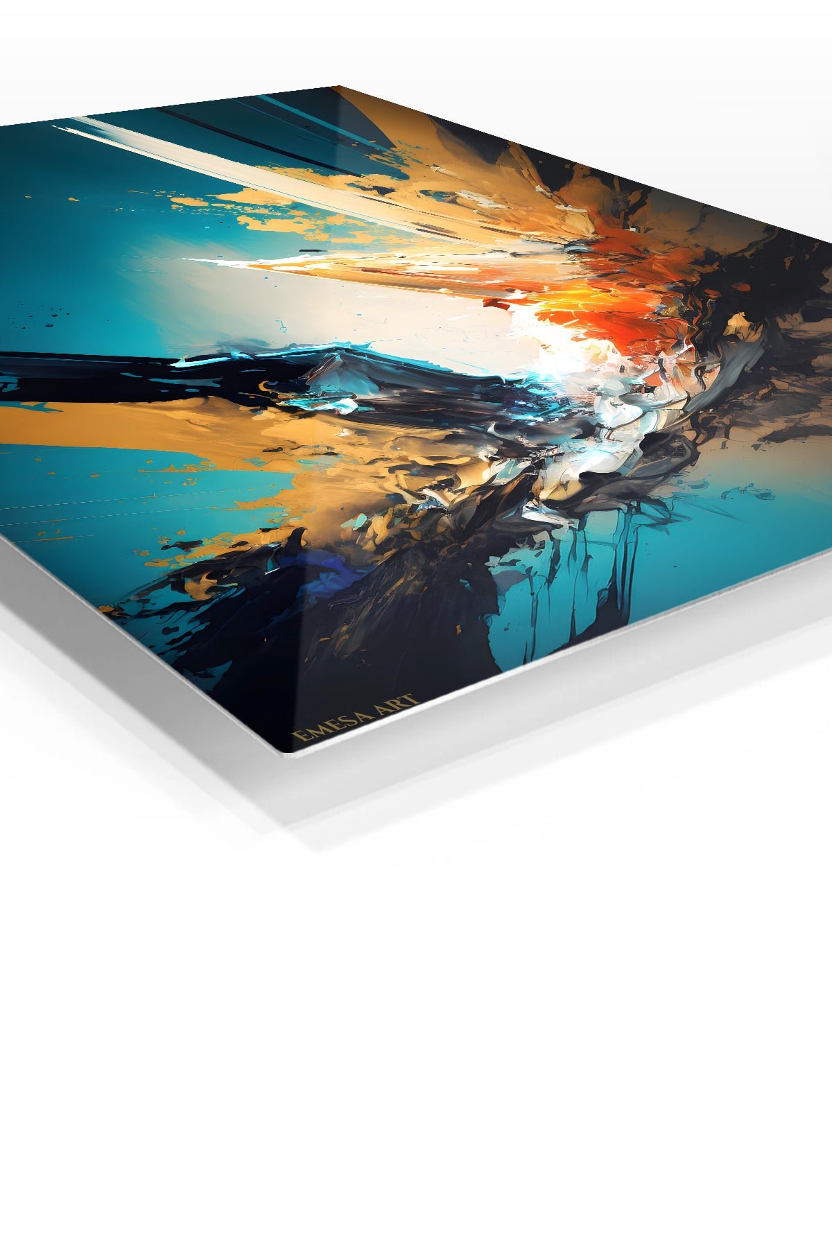 Teal and Gold Impact metal wall art print, view 2
