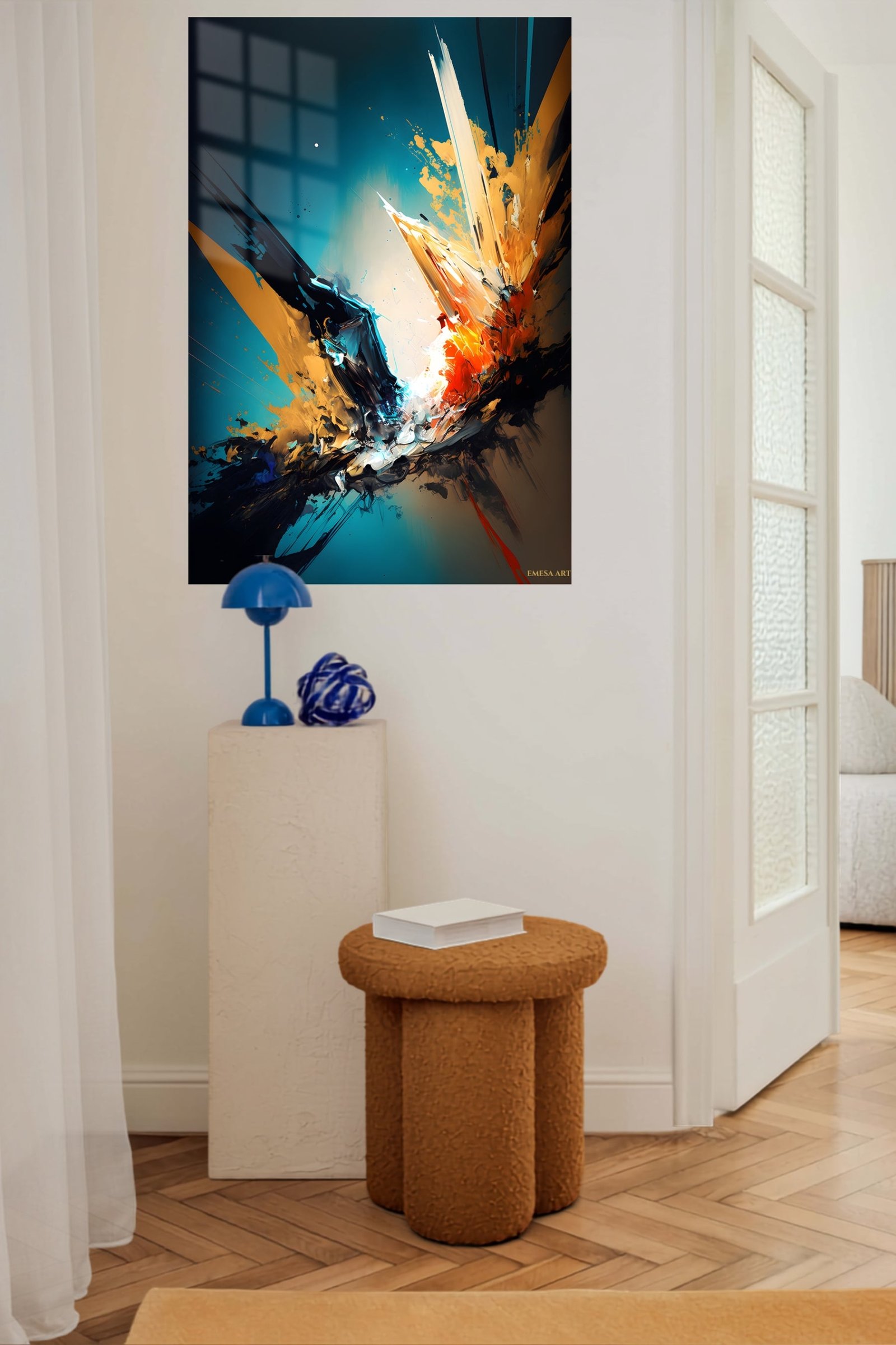 Teal and Gold Impact metal wall art print, view 5