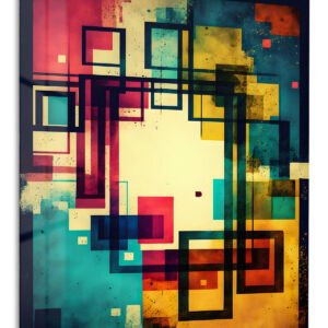 Chromatic Grid Echoes metal wall art print