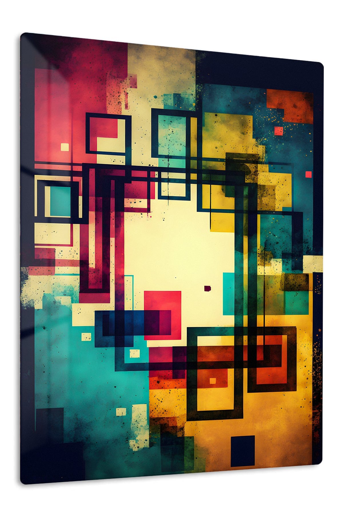 Chromatic Grid Echoes metal wall art print