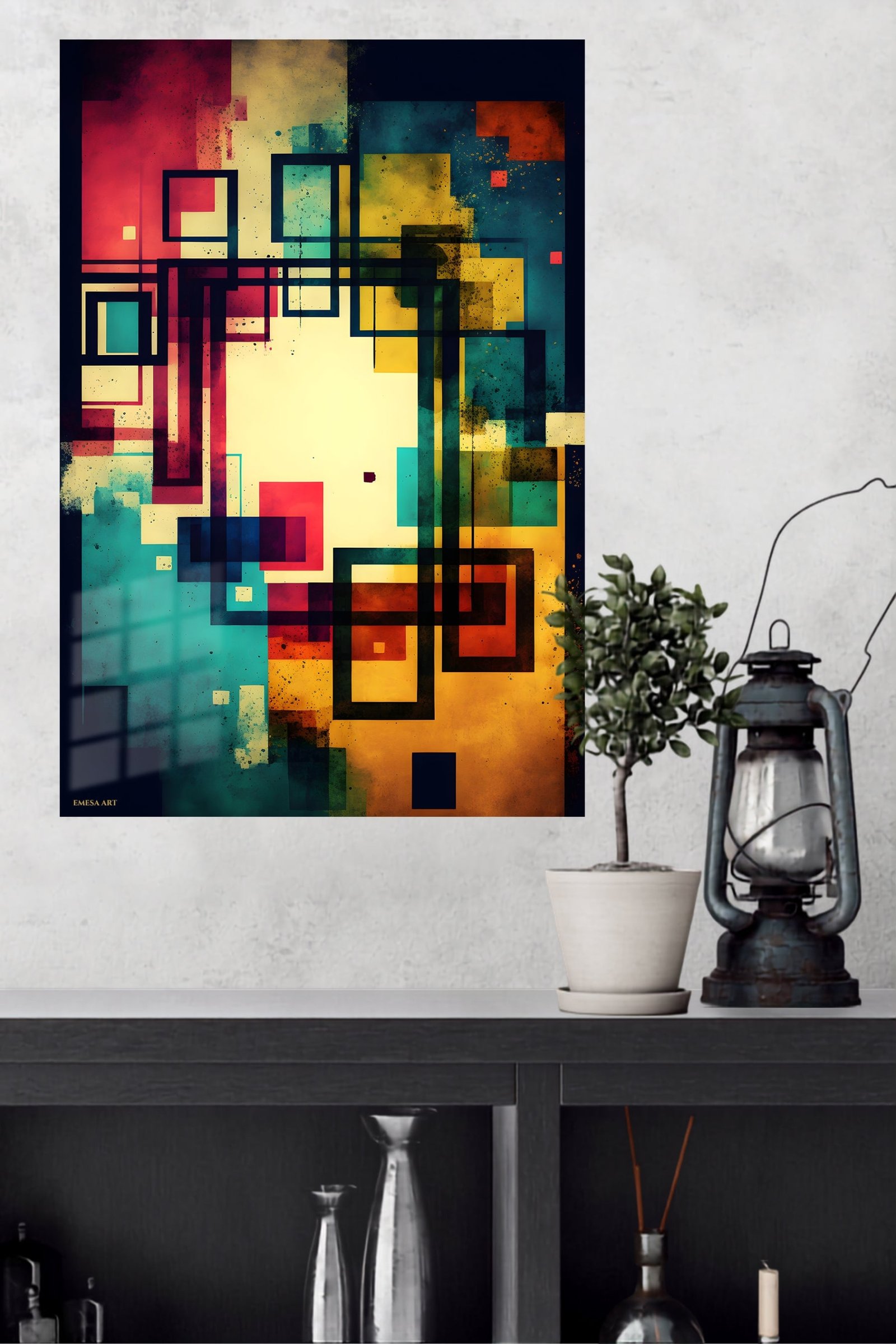 Chromatic Grid Echoes metal wall art print, view 4