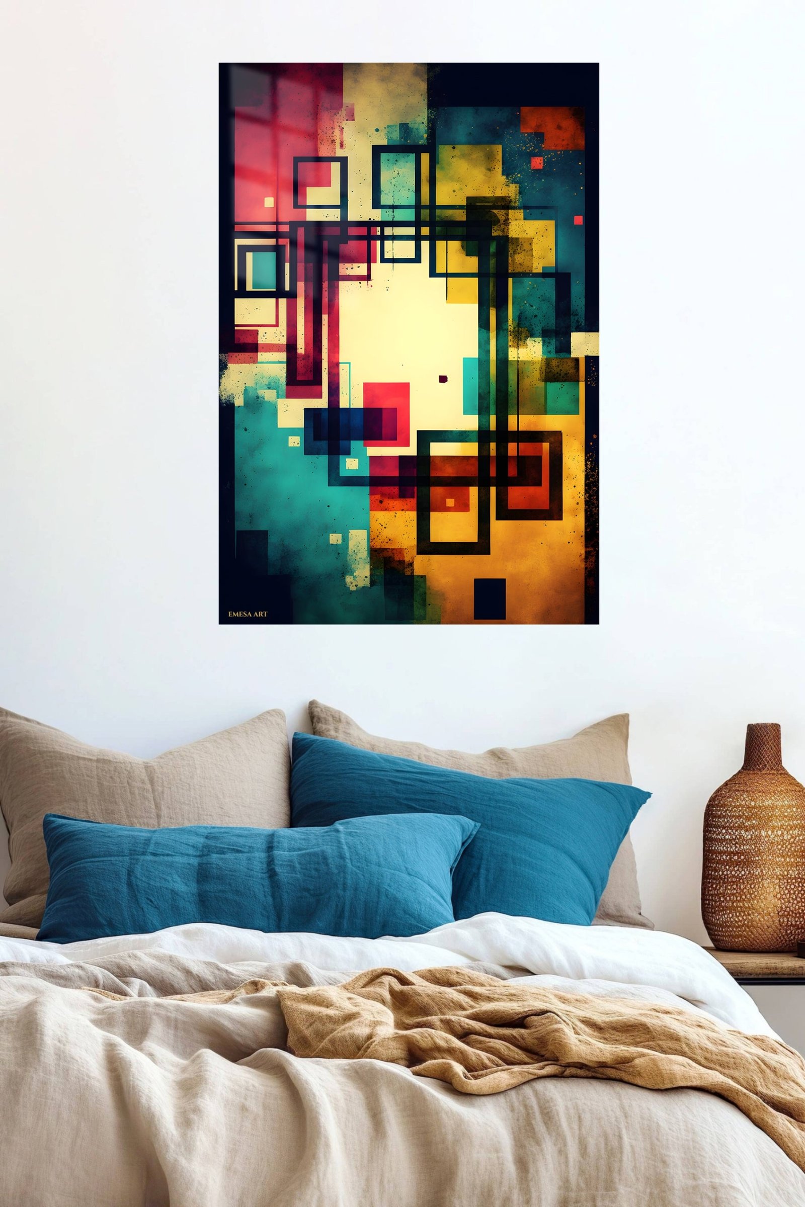 Chromatic Grid Echoes metal wall art print, view 5