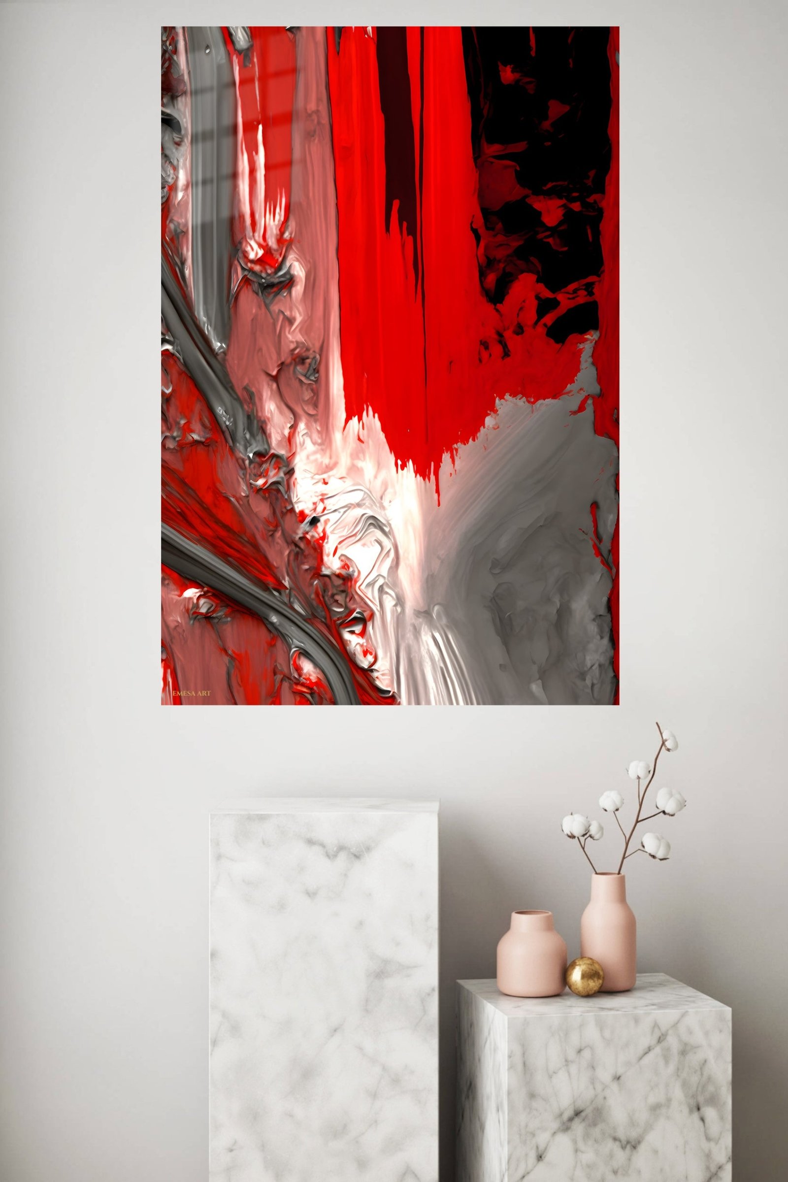 Crimson Liquid Rift metal wall art print, view 4