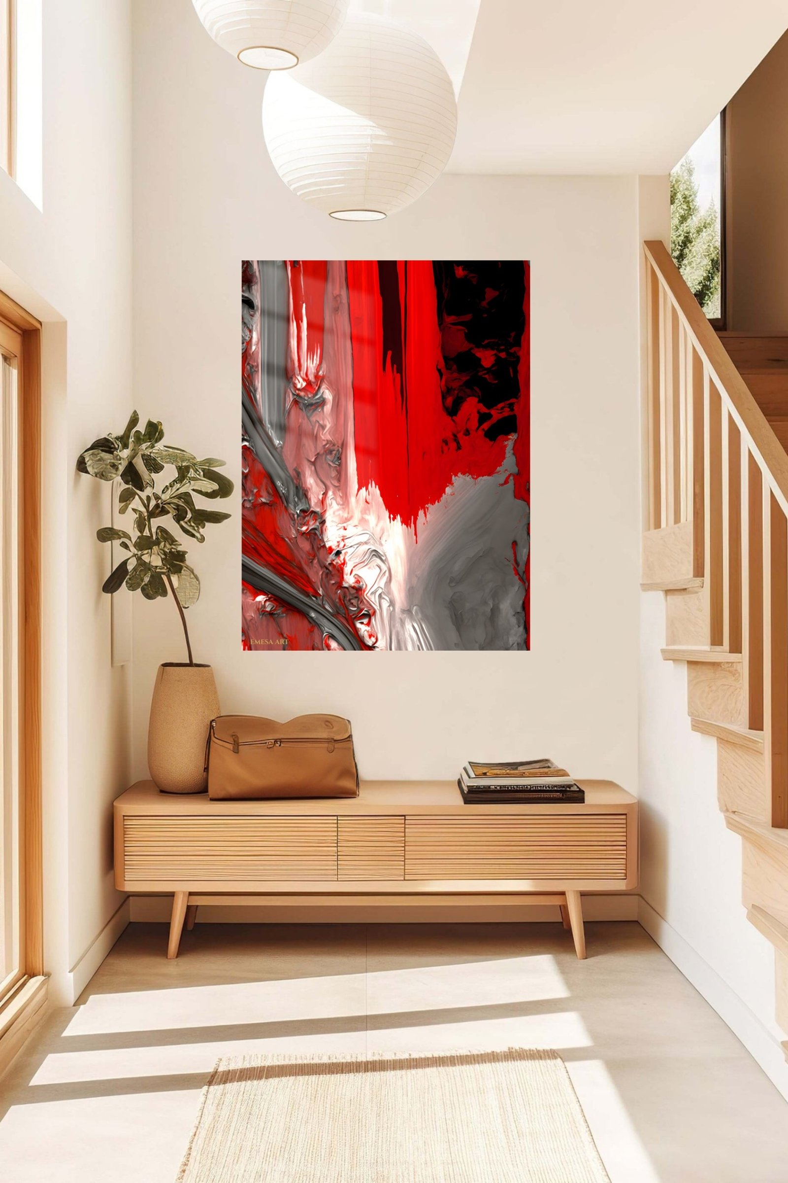 Crimson Liquid Rift metal wall art print, view 5