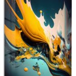 Amber Current Abstract metal wall art print