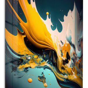 Amber Current Abstract metal wall art print