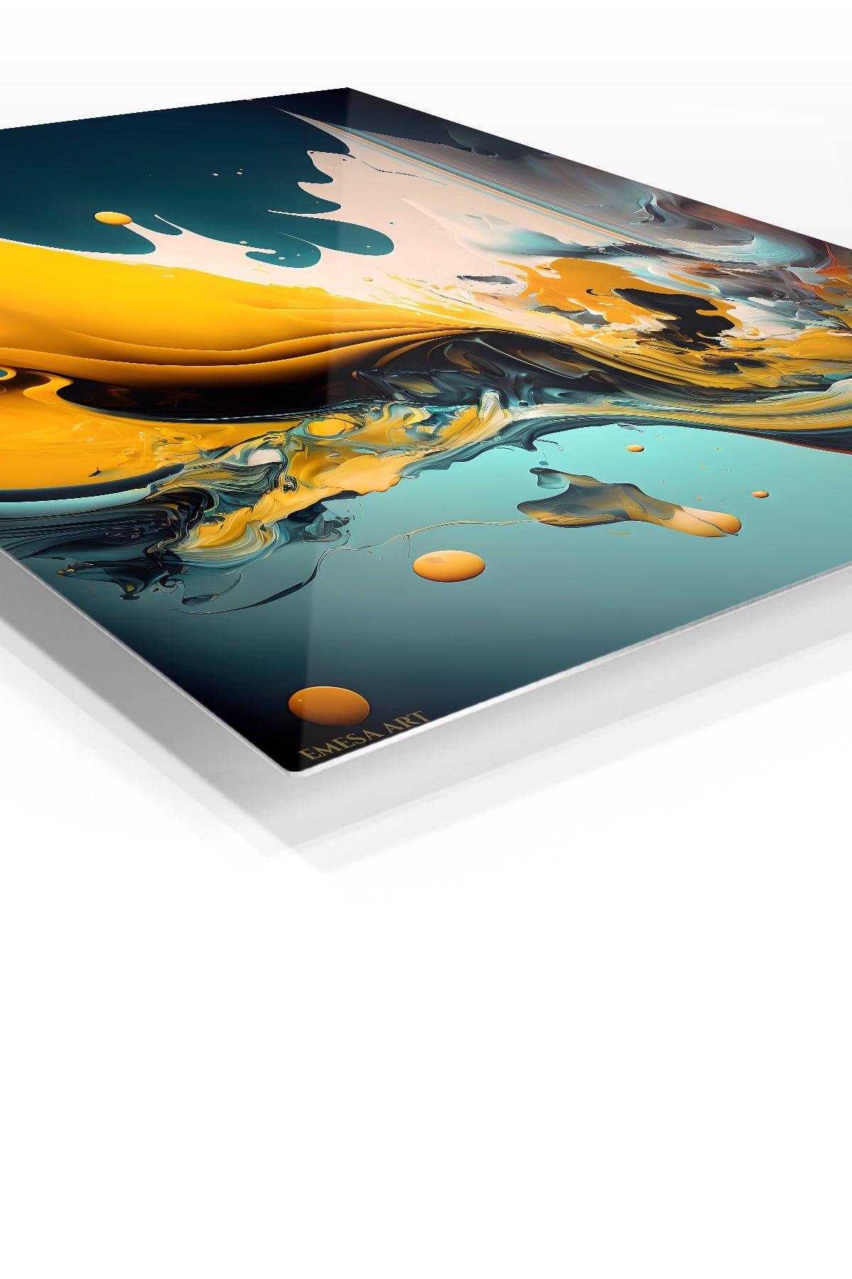 Amber Current Abstract metal wall art print, view 2