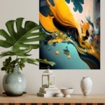 Amber Current Abstract metal wall art print, view 4