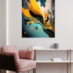 Amber Current Abstract metal wall art print, view 5