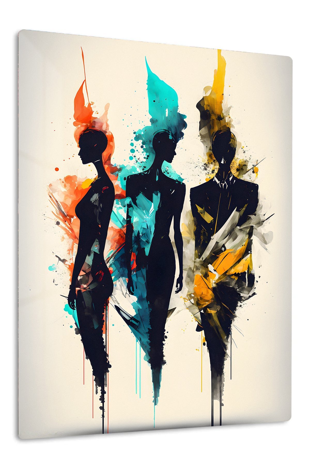 Three Figures in Color metal wall art print