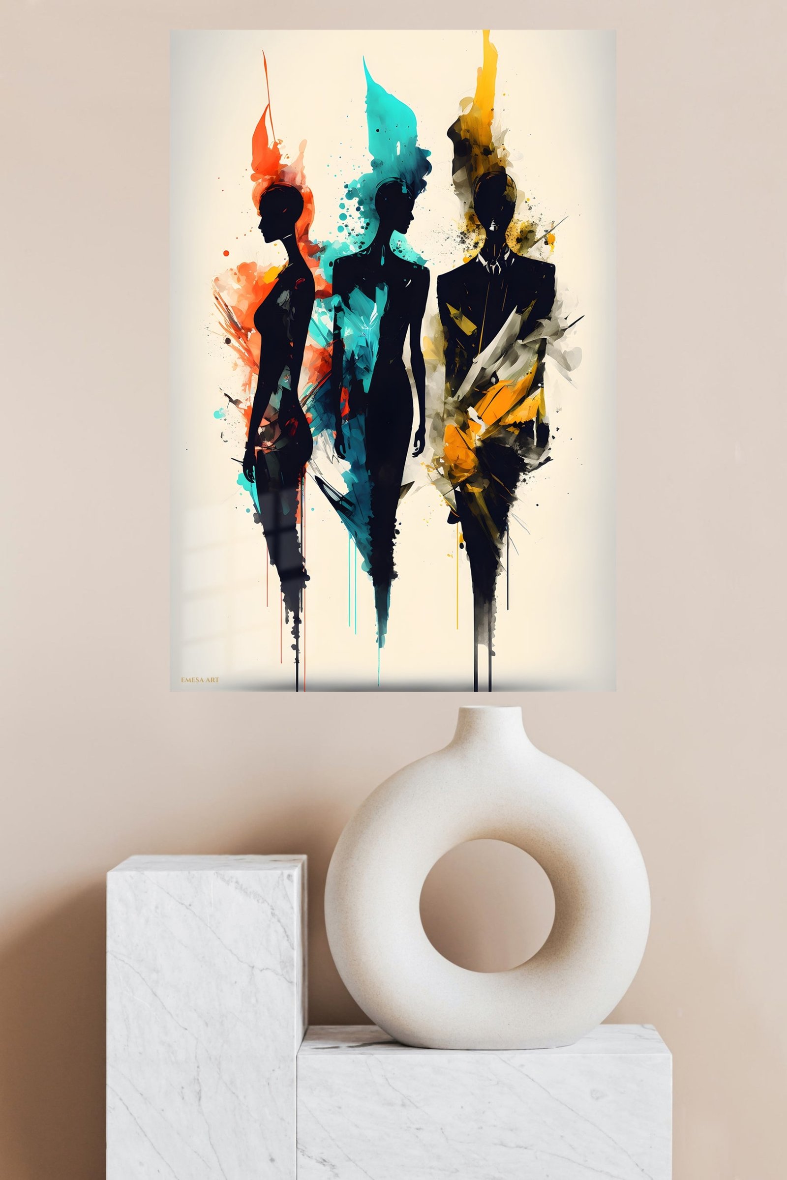 Three Figures in Color metal wall art print, view 4