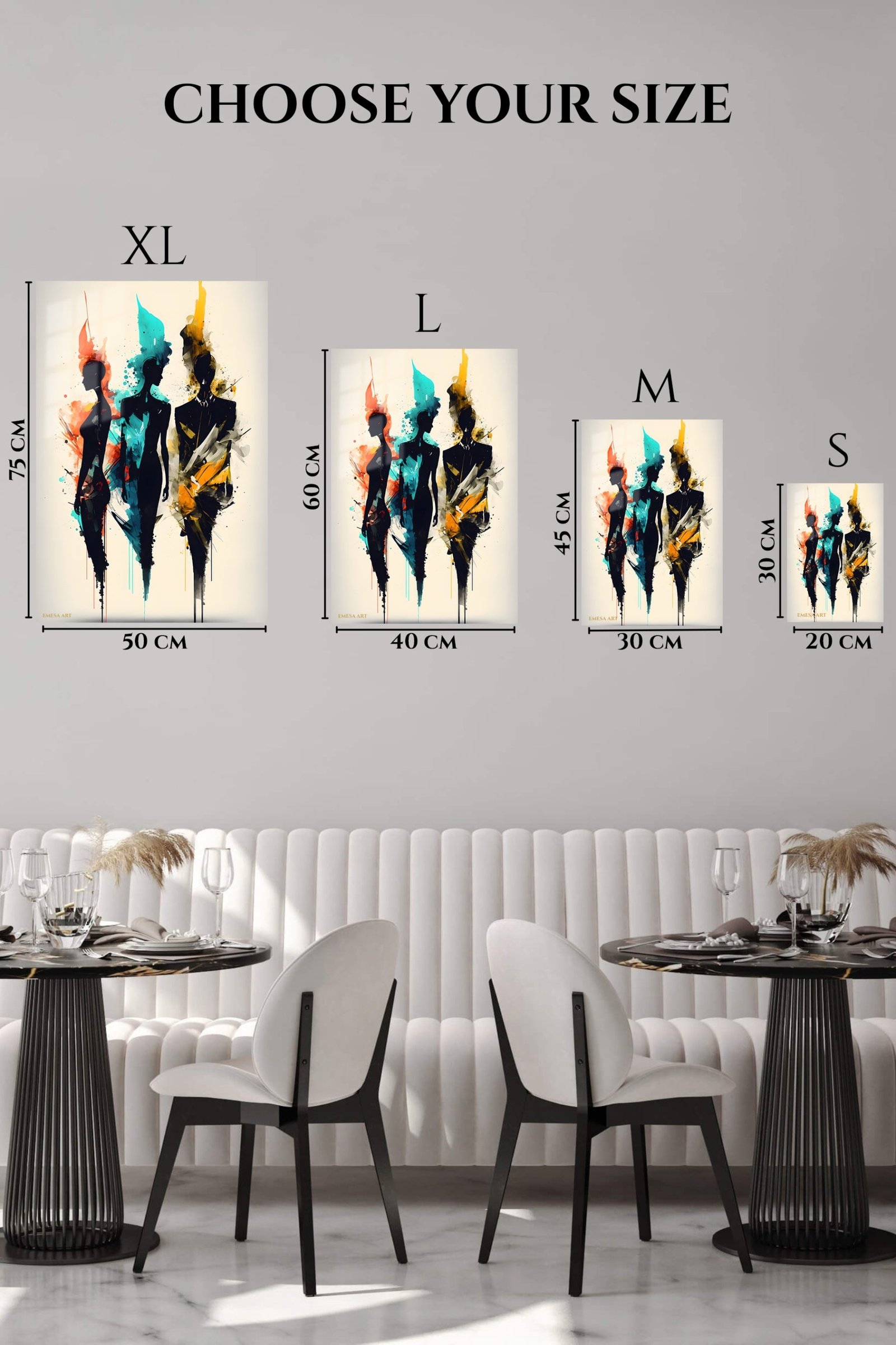 Three Figures in Color metal wall art print, view 6