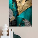 Teal and Gold Fractured Layers metal wall art print, view 4
