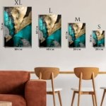 Teal and Gold Fractured Layers metal wall art print, view 6