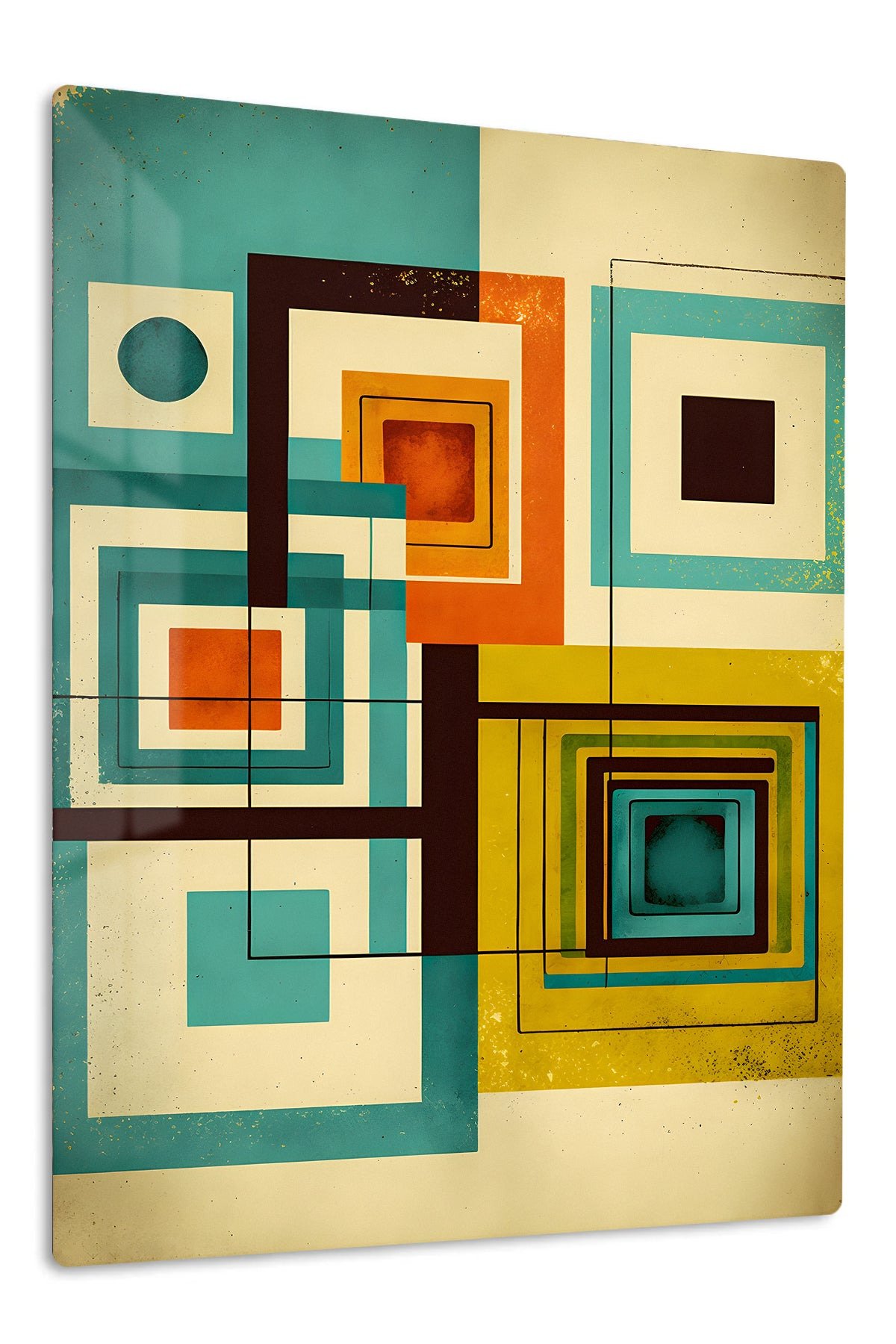 Layered Geometric Balance metal wall art print
