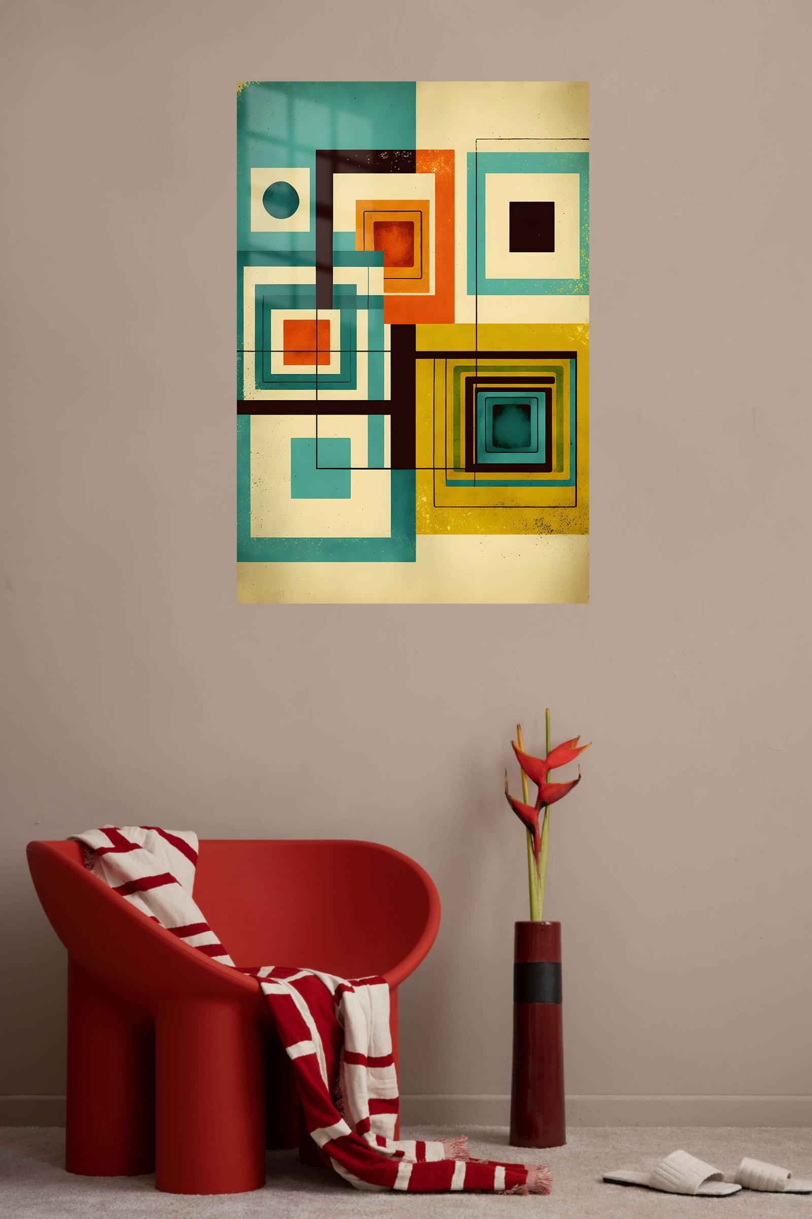 Layered Geometric Balance metal wall art print, view 5