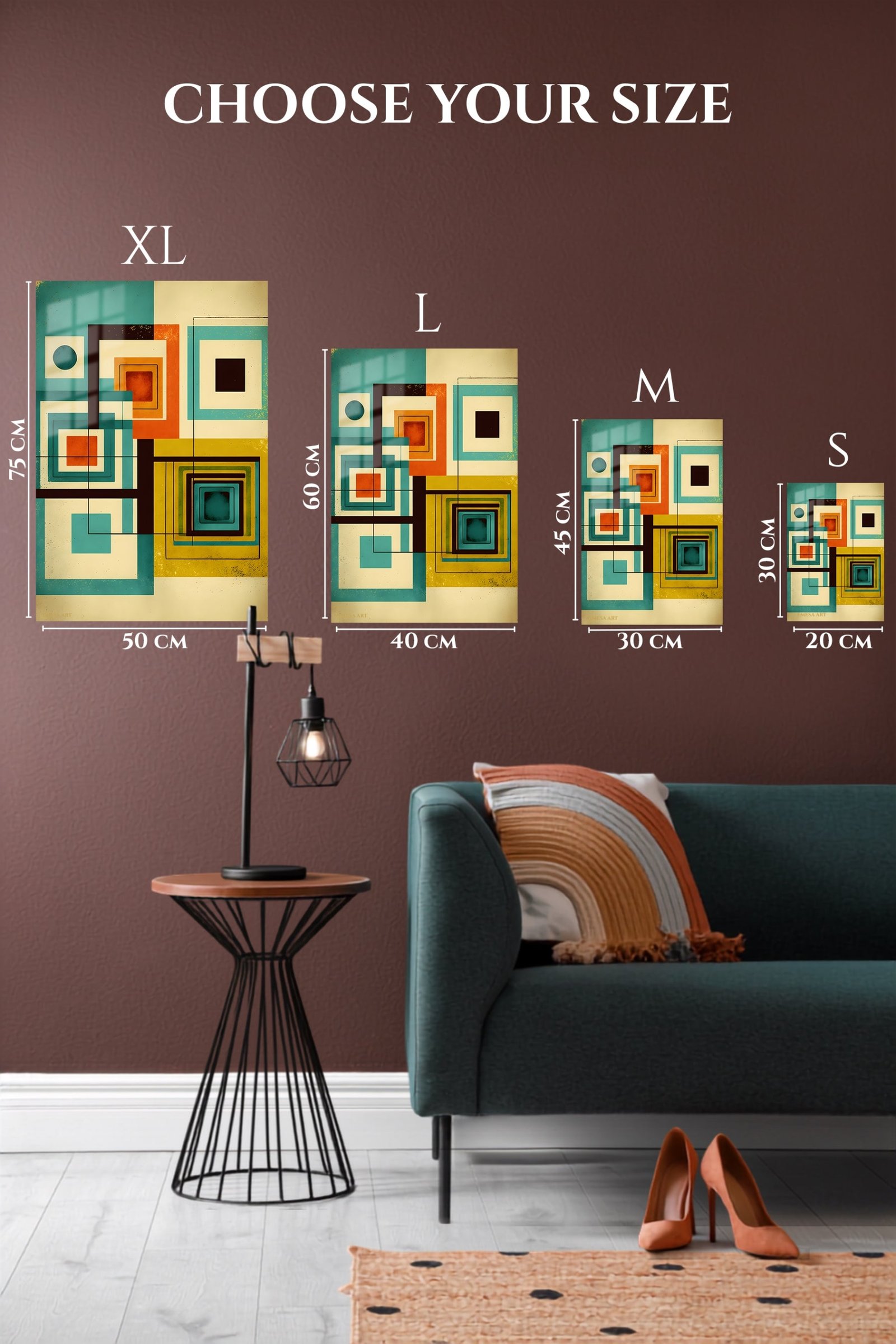 Layered Geometric Balance metal wall art print, view 6