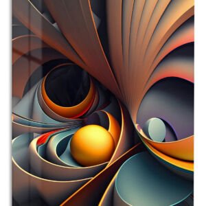 Amber Orbital Ribbons metal wall art print