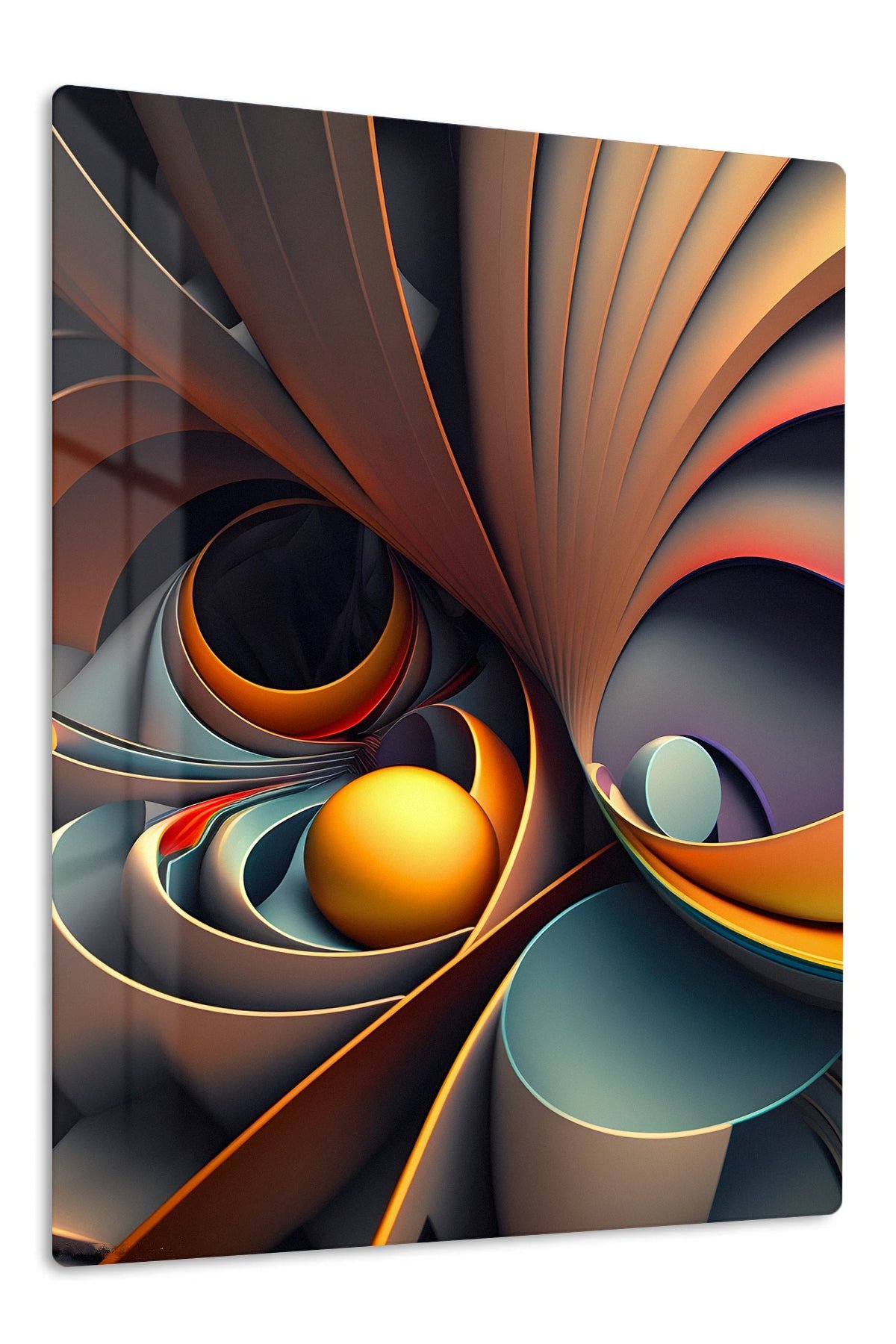 Amber Orbital Ribbons metal wall art print