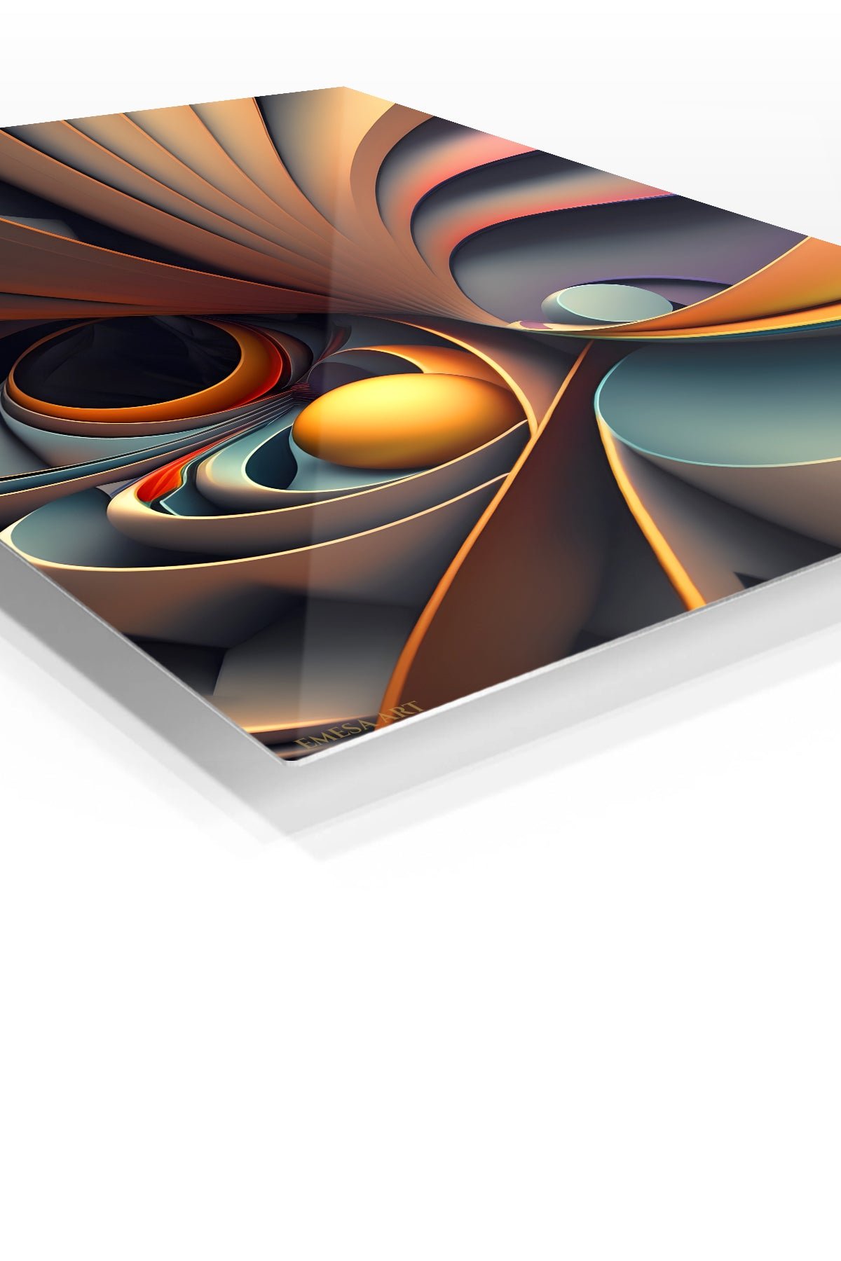 Amber Orbital Ribbons metal wall art print, view 2