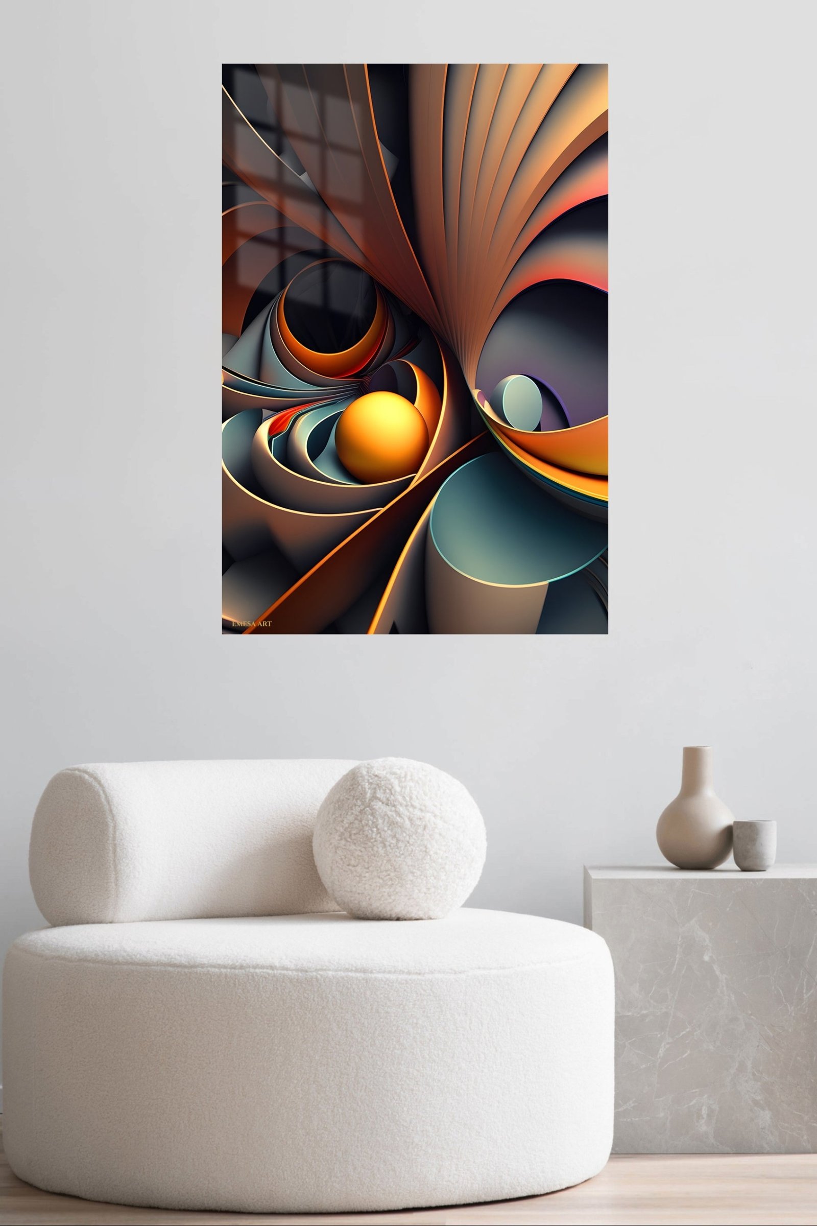 Amber Orbital Ribbons metal wall art print, view 5