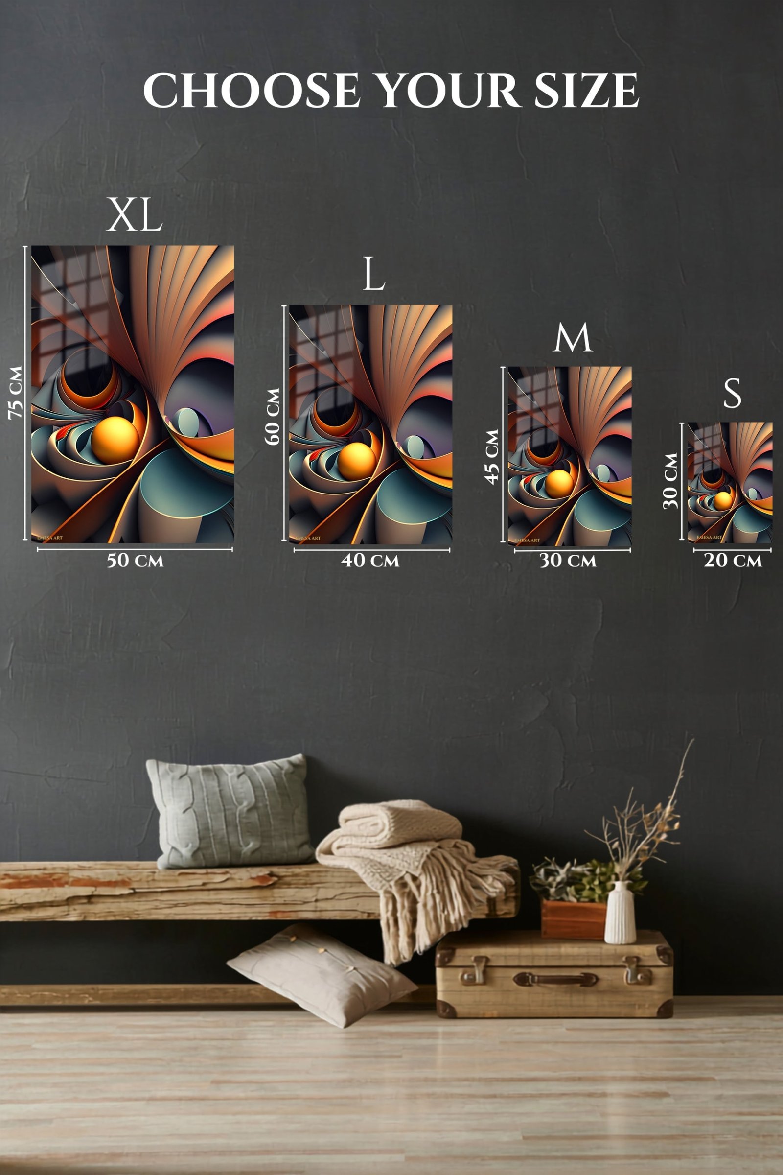 Amber Orbital Ribbons metal wall art print, view 6