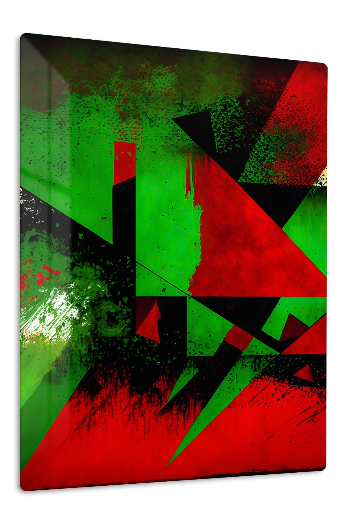 Crimson Green Geometry metal wall art print