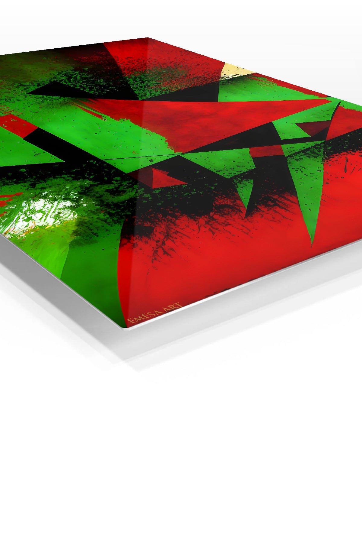 Crimson Green Geometry metal wall art print, view 2