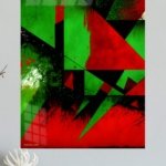 Crimson Green Geometry metal wall art print, view 4