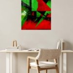 Crimson Green Geometry metal wall art print, view 5