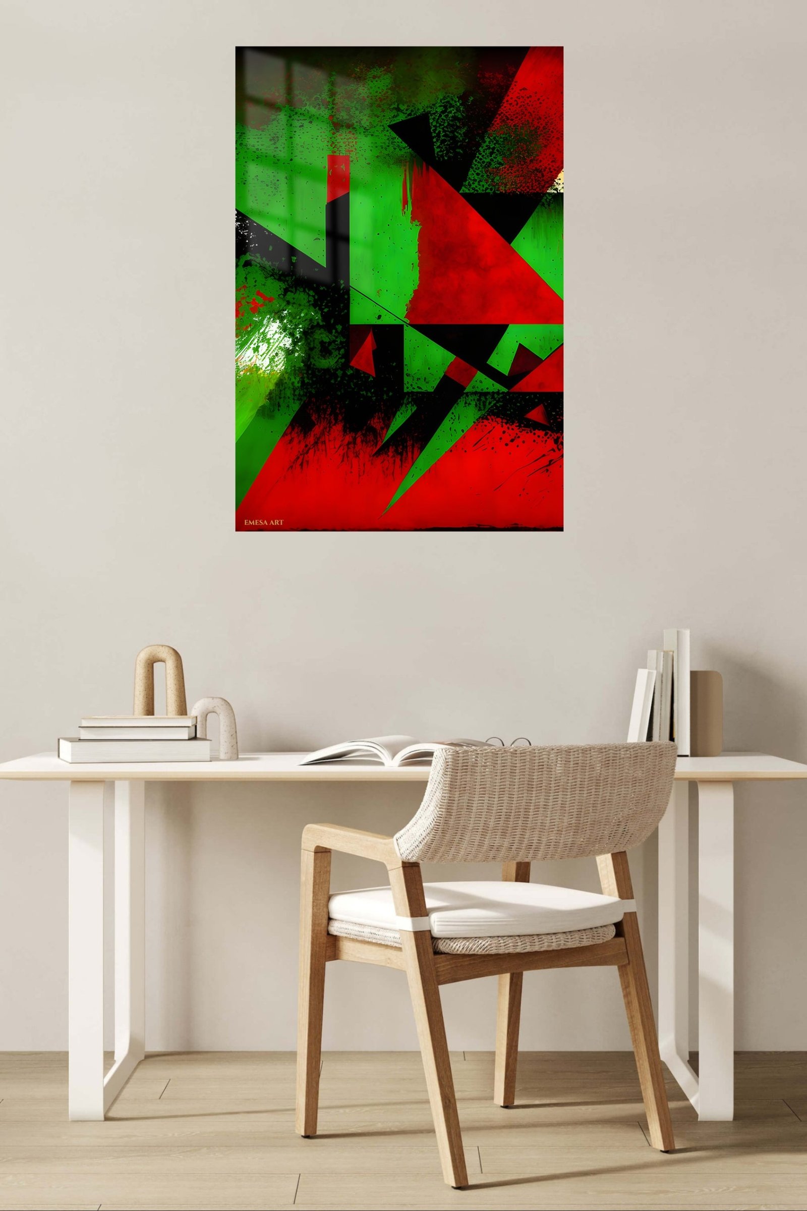 Crimson Green Geometry metal wall art print, view 5