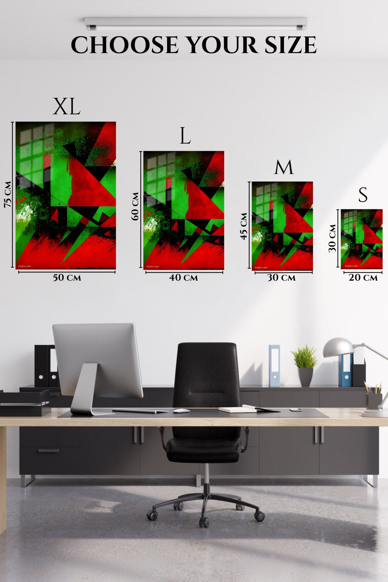 Crimson Green Geometry metal wall art print, view 6