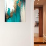 Teal and Gold Cascade metal wall art print, view 5