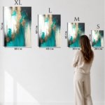 Teal and Gold Cascade metal wall art print, view 6