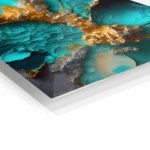 Turquoise Gold Mineral Vein metal wall art print, view 2