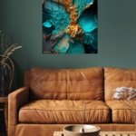 Turquoise Gold Mineral Vein metal wall art print, view 5