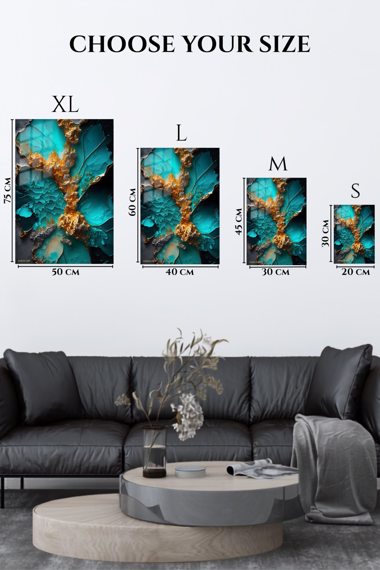 Turquoise Gold Mineral Vein metal wall art print, view 6