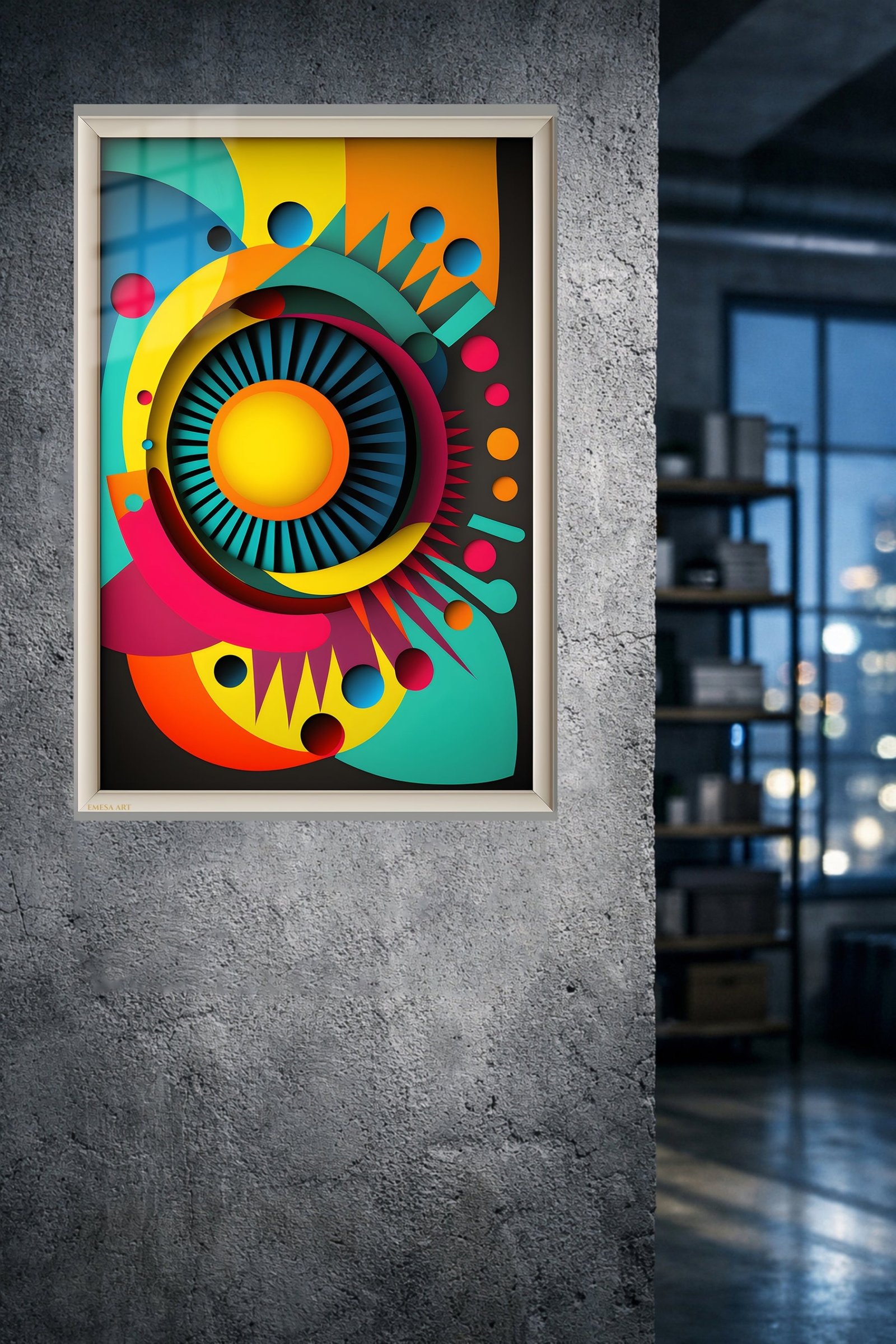 Radiant Geometric Orbit metal wall art print, view 4