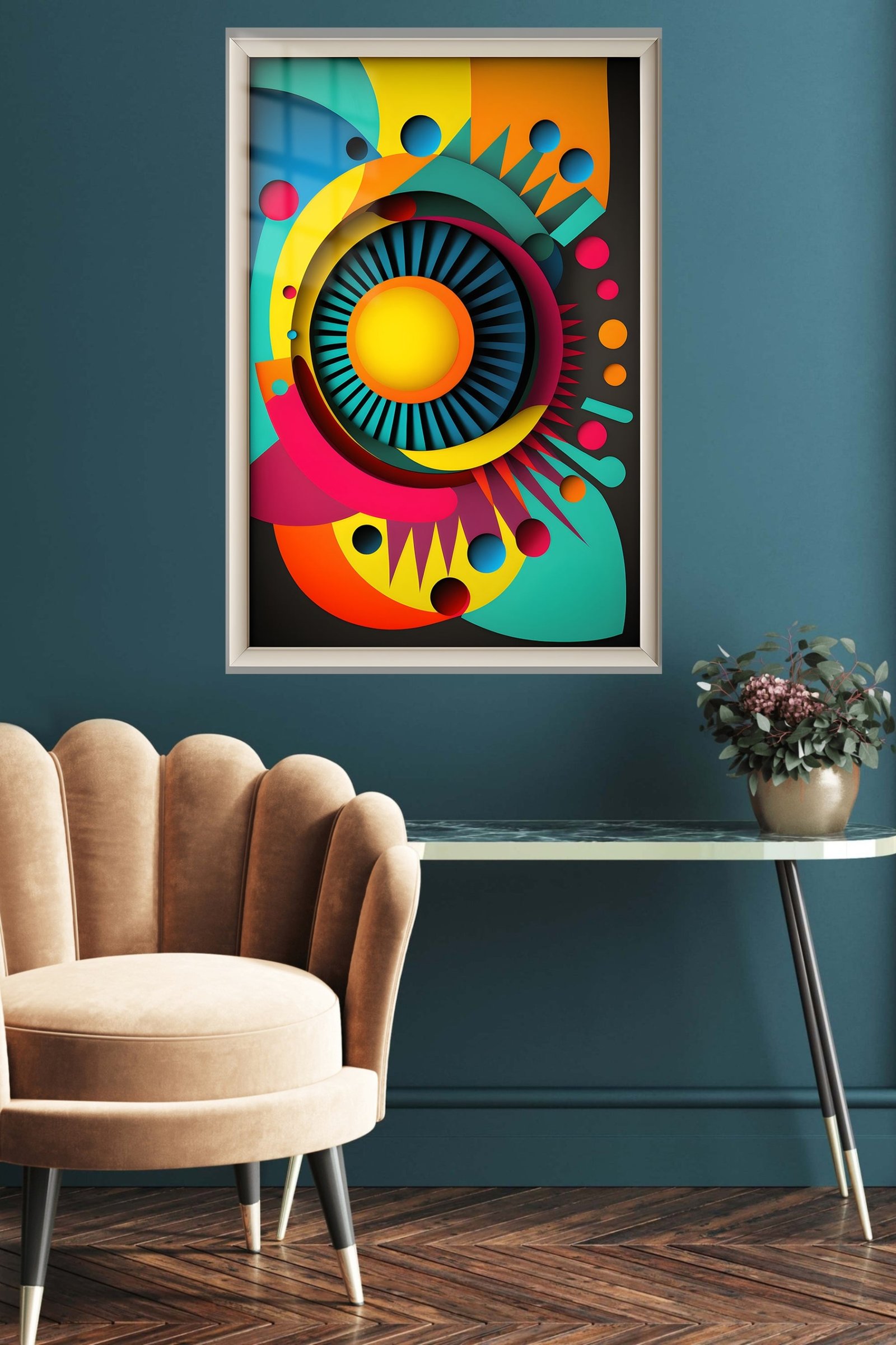 Radiant Geometric Orbit metal wall art print, view 5