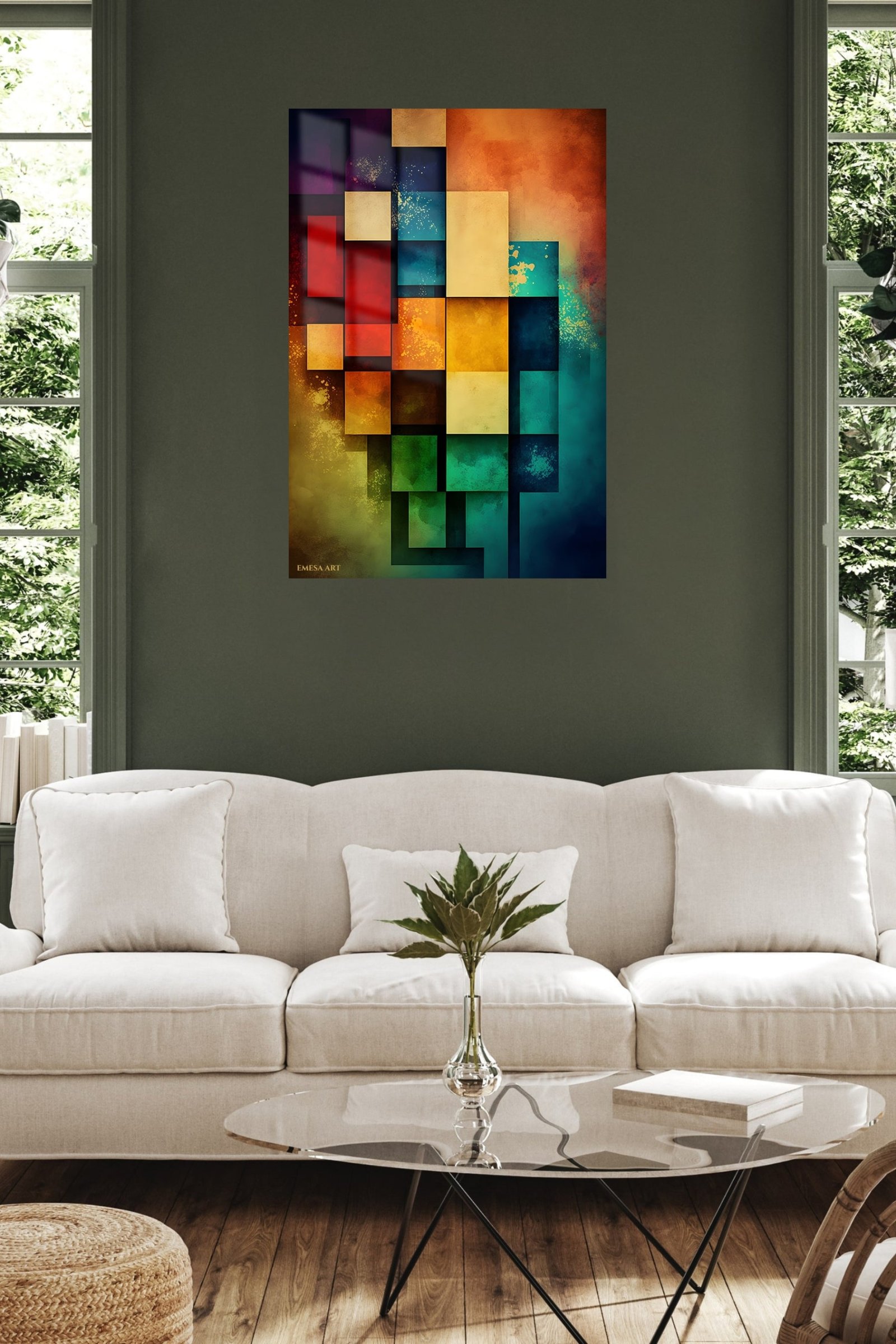 Layered Spectrum Geometry metal wall art print, view 5