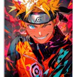Fiery Ninja Hero Portrait metal wall art print