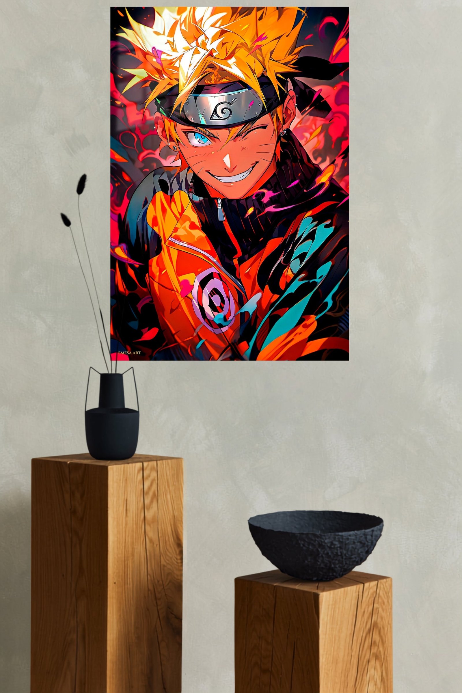 Fiery Ninja Hero Portrait metal wall art print, view 4