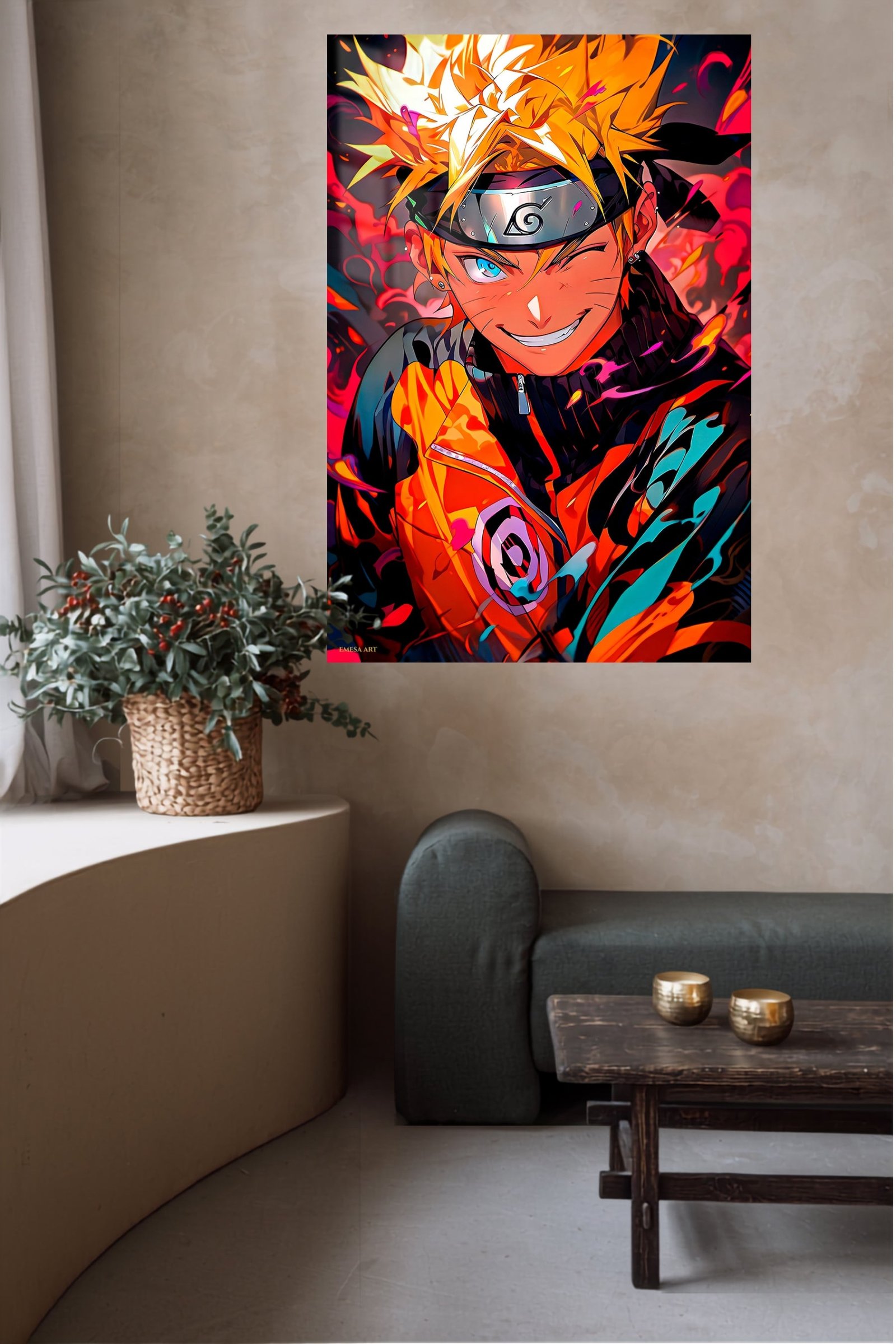 Fiery Ninja Hero Portrait metal wall art print, view 5