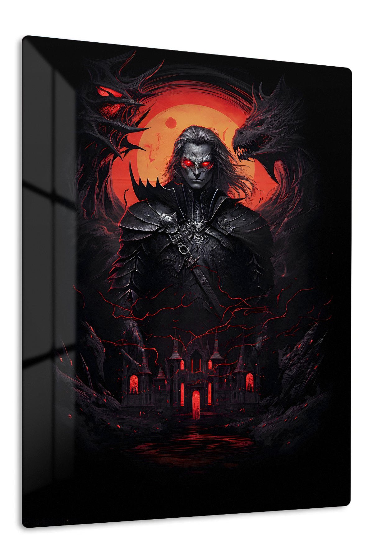 Crimson Shadow Warrior metal wall art print