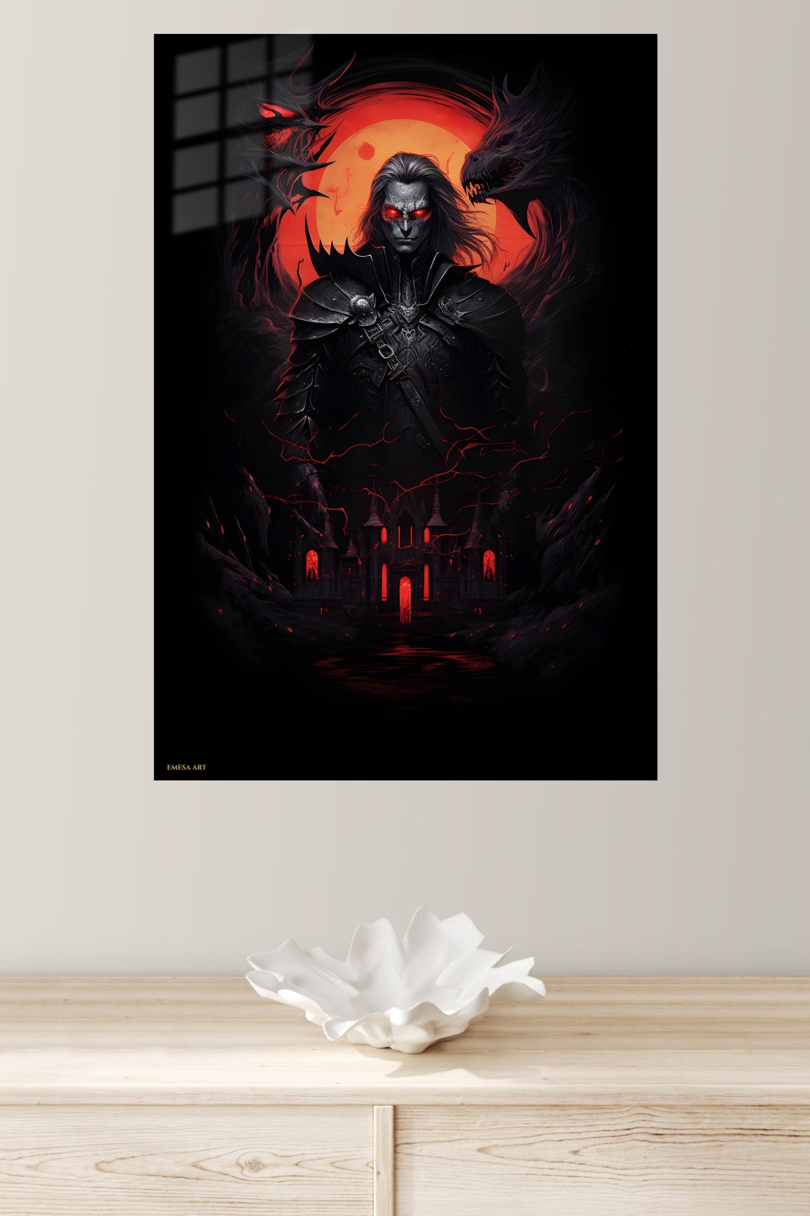 Crimson Shadow Warrior metal wall art print, view 4