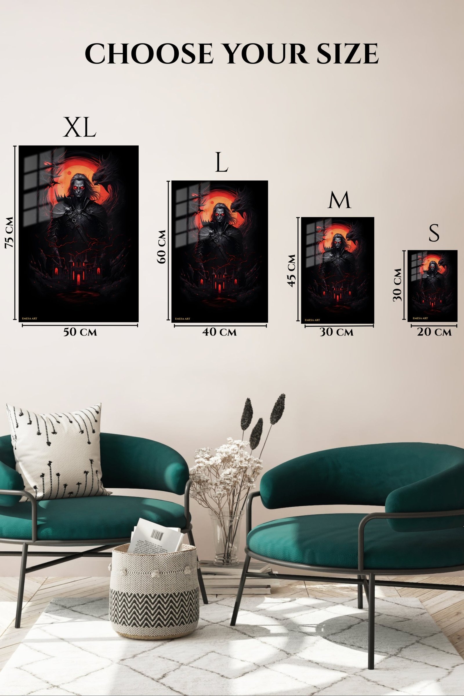 Crimson Shadow Warrior metal wall art print, view 6